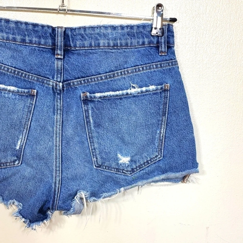 Zara Button Fly Shorts Distressed High Rise Short Shorts Size 6